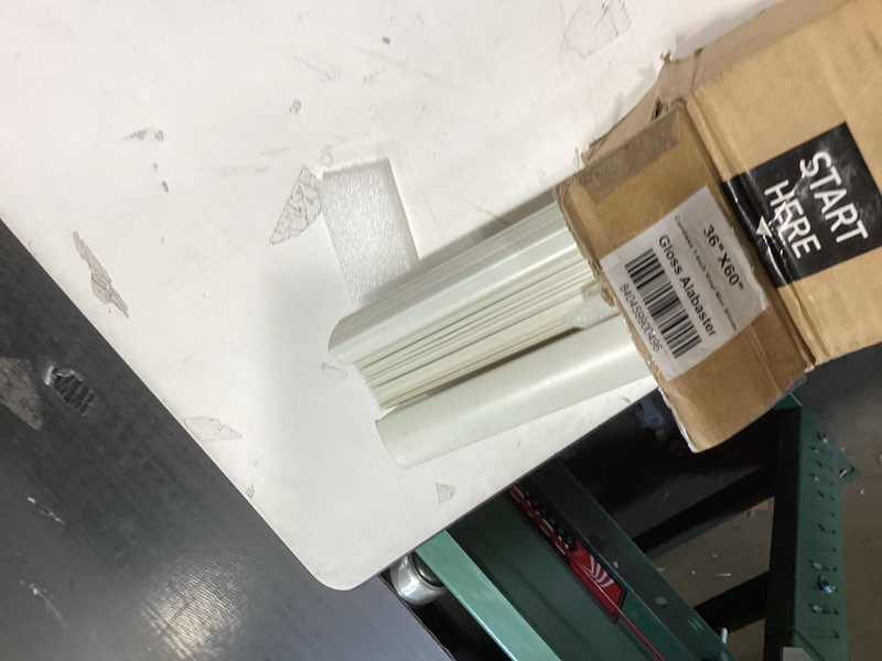 Condition photo showing Good Condition for chicology cordless mini blinds, 1 inch vinyl window blinds, room darkening & privacy, easy install with adhesive brackets, child safe, for windows, doors & campers, alabaster,36" w x 60" h 36"w x 60"h alabaster (commercial grade)