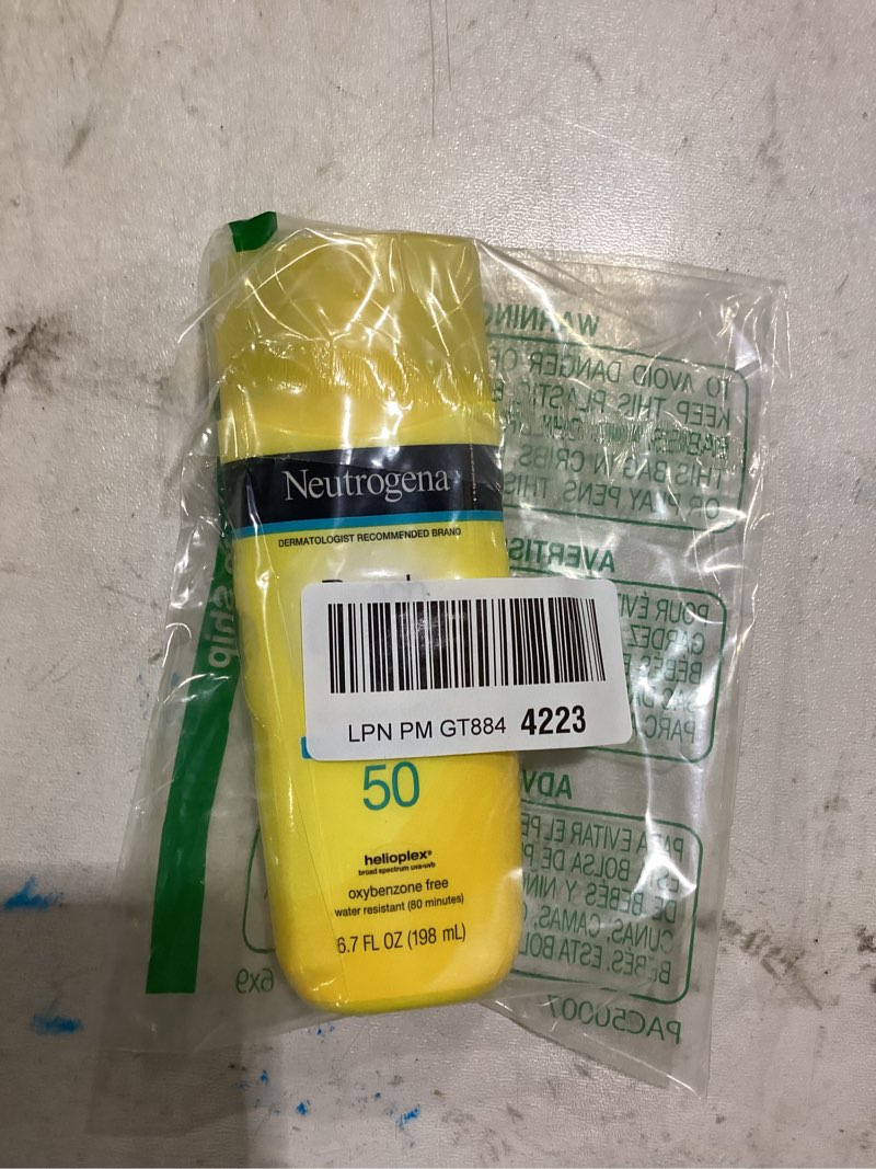 Condition photo showing Good Condition for neutrogena sunscreen lotion beach defense spf 50, face and body sunscreen, hawaii reef act 104 compl