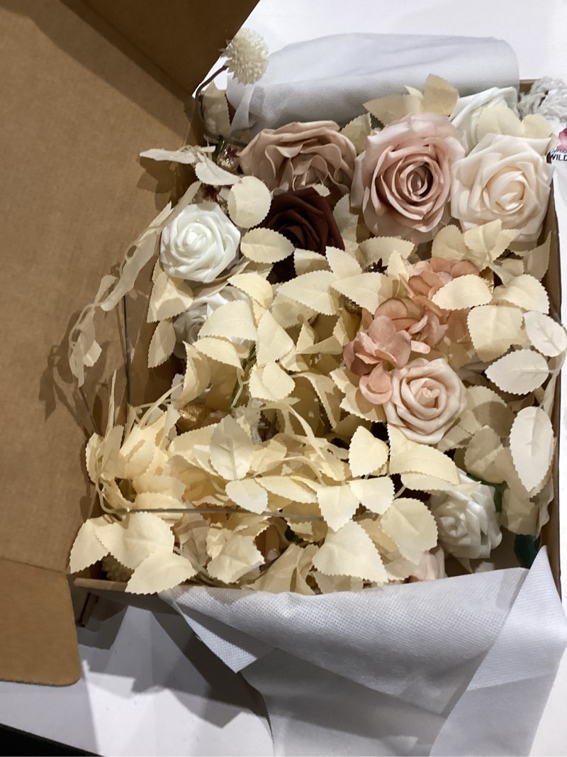 Ling's moment 2PCS White & Beige Artificial Floral Swags Centerpieces,Ivory Wedding Flower Garland Greenery Arrangements for Sweetheart/Head Table Decor Wall Arch Home Garden Decor Wht-white & Beige