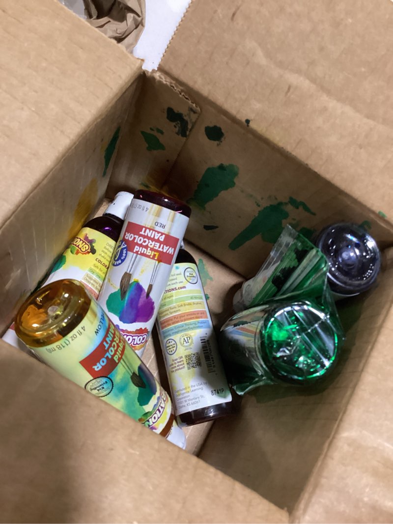 Condition photo showing As Is for Colorations - LWPACK Liquid Watercolor Paint, 4 fl oz, Set of 6, Non-Toxic, Painting, Kids, Craft, Hobby, Fun, Water Color, Posters, Cool Effects, Versatile, Gift Standard Watercolor Assorted, Set of 6