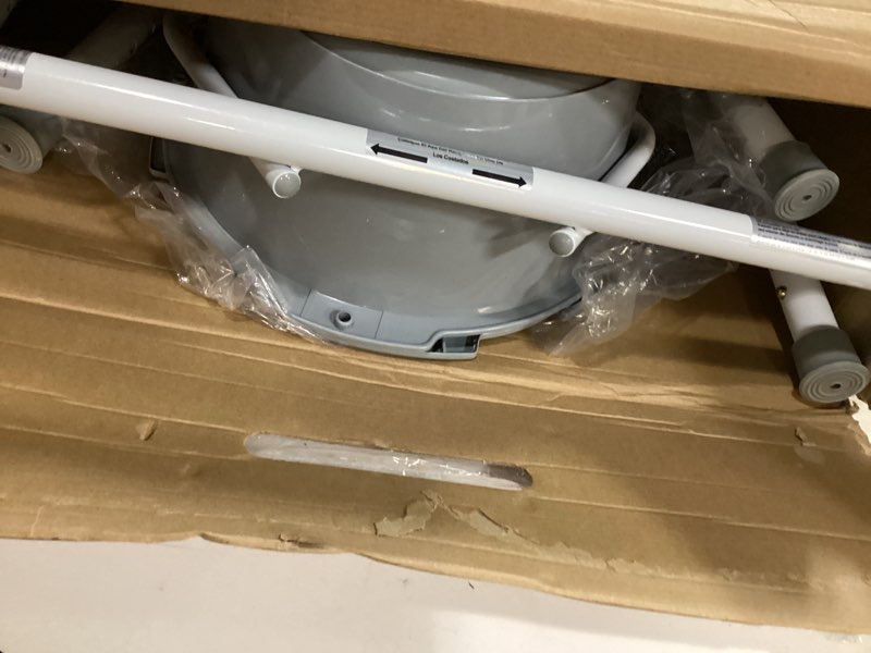 Condition photo showing As Is for Medline 3-in-1 Steel Bedside Commode, Elongated Seat, Sturdy Folding Frame, 7.5 QT. Bucket, 350 lb. 