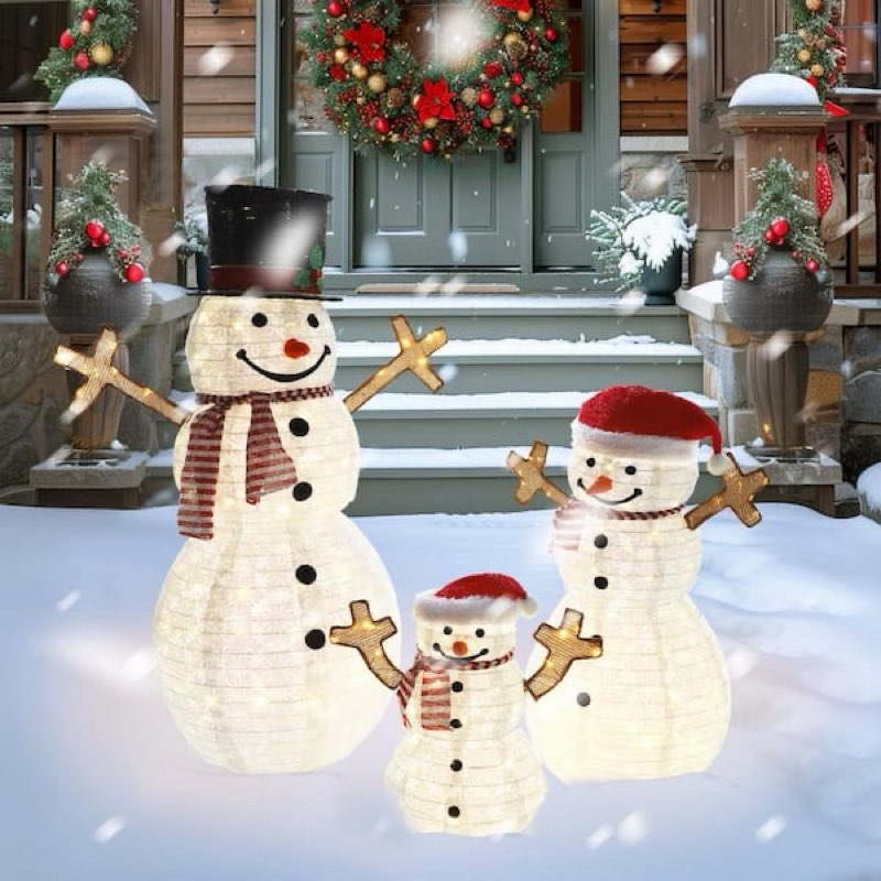 Snowman family yard decoration 