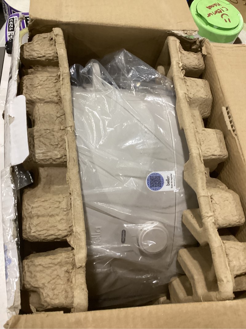 Condition photo showing Good Condition for bella 6.0 qt manual slow cooker, ceramic nonstick coating, 3 temperature settings, dishwasher safe stoneware pot and tempered glass lid, cool touch handles & tangle free cord wrap, oatmilk
