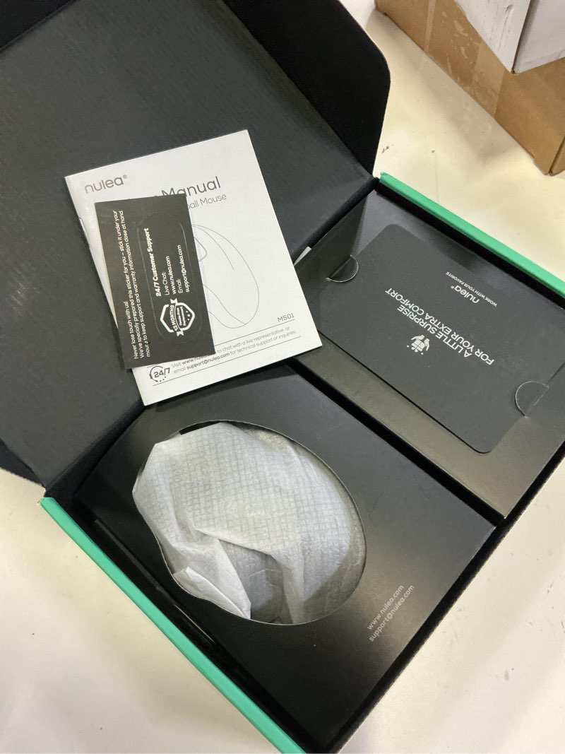 Condition photo showing New/Like New for nulea m501 wireless trackball mouse, rechargeable ergonomic, easy thumb control, precise & smooth tracking, 3 device connection (bluetooth or usb receiver), compatible for pc, laptop, mac, windows. d-black