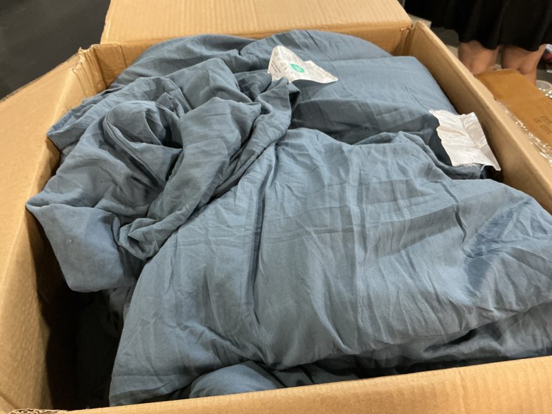 Condition photo showing As Is for sleep zone king size comforter set, fluffy lightweight and breathable bedding set with 1 comforter and 2 pillow shams, flint stone blue flint stone blue king (3-piece set)