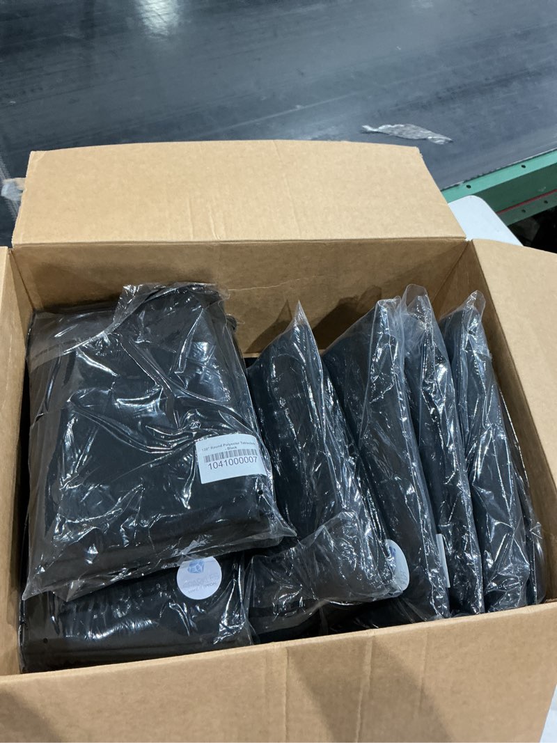Condition photo showing Good Condition for sparkles make it special 10 pcs black 120 inch round polyester tablecloth | elegant polyester table covers, perfect for weddings, receptions, dinners, & parties. stain & wrinkle-resistant.