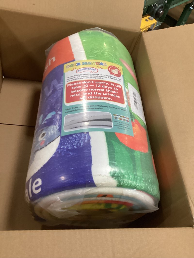 Condition photo showing New/Like New for ABC Rug, Toddler Play Rug 6x9 Feet, Extra Thick (0.4in) Washable Baby Play Mat for Floor, Classroom Carpet Non-Slip for Learning, Alphabet, Nursery Mat for Crawling & Fun & Playroom Decor Windmill 6' x 9' (Rectangular)