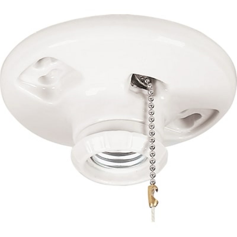 eaton 660 -watt porcelain pull chain ceiling socket , white