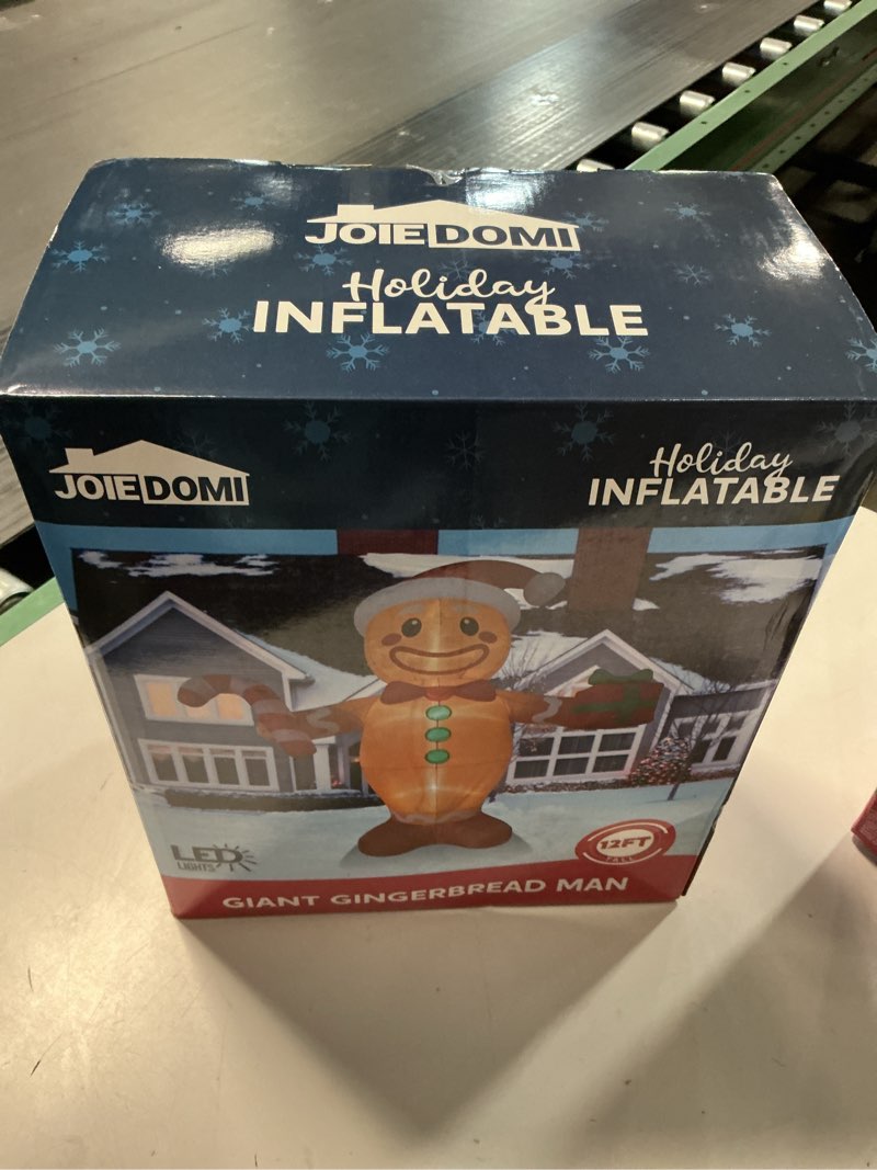 Condition photo showing New/Like New for Joiedomi Giant Christmas Inflatable Gingerbread Man, Gingerbread Blow Up Huge Christmas Decor Outdoor Hold Candy Cane&Gift, Large Blow Up Yard Decorations with LEDs for Xmas Lawn Garden Décor