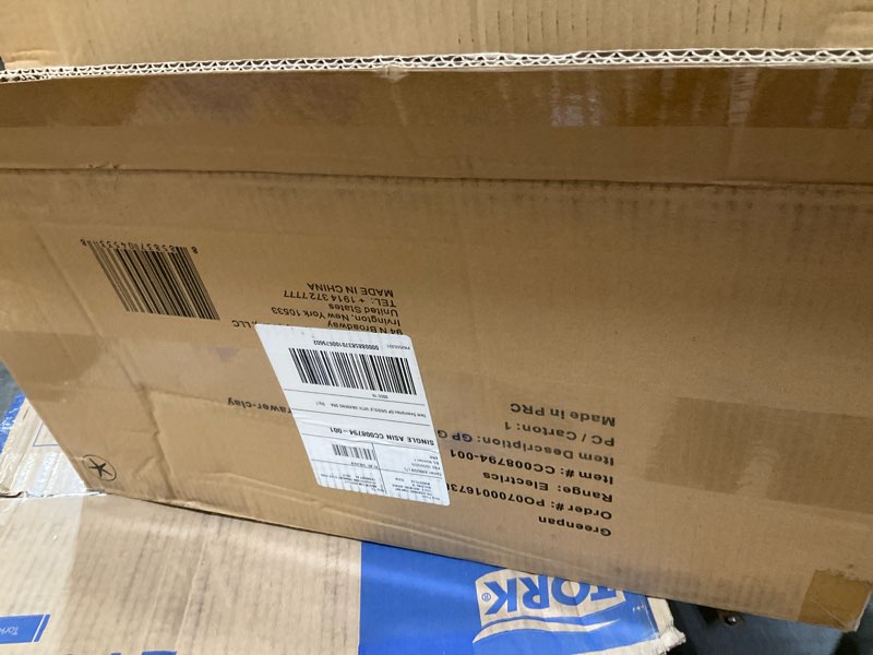 Condition photo showing As Is for GreenPan Advanced 10.5”x 20” Electric Griddle with Warming Drawer, Healthy Ceramic Nonstick PFAS-Free Coating, Temperature Control, Easy and Versatile Countertop Meals, Dishwasher Safe, Clay 10.5" x 20" Electric Griddle Clay