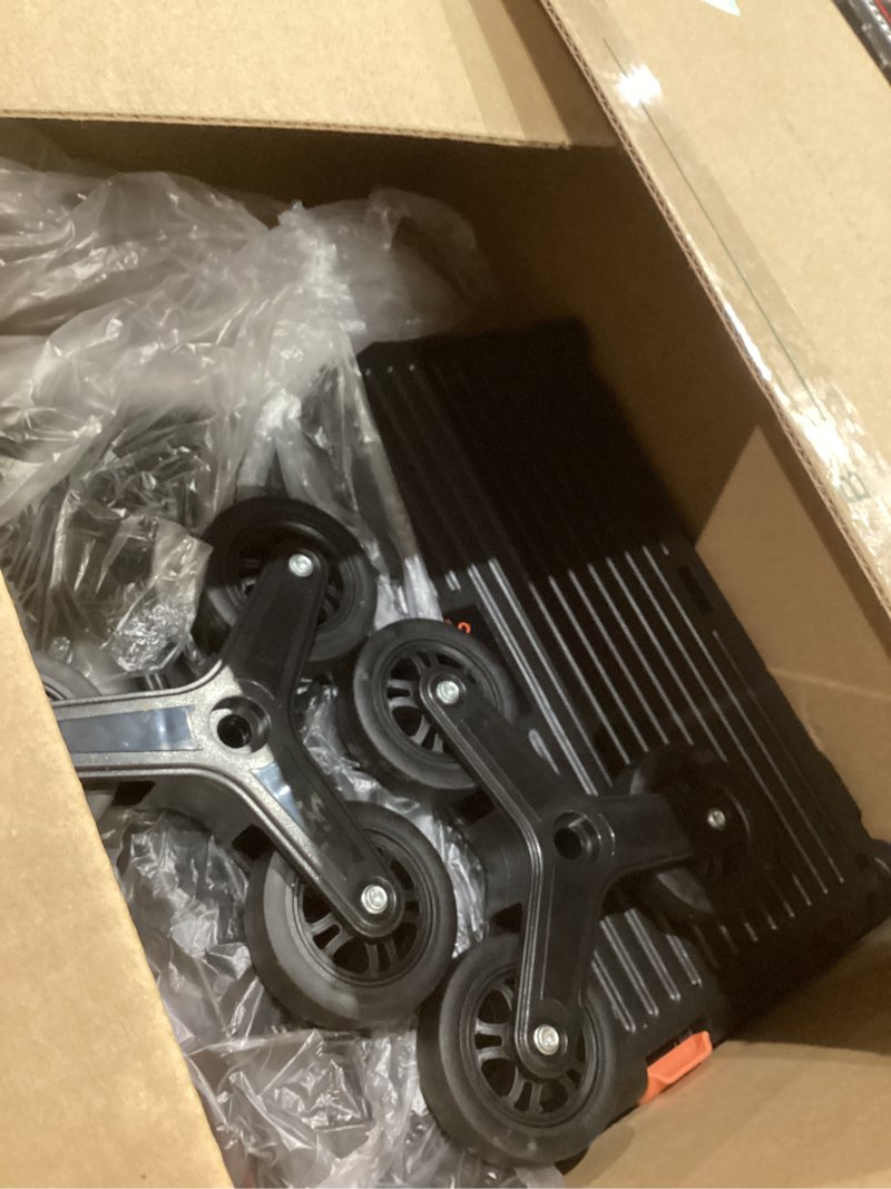 Condition photo showing Good Condition for FELICON SELORSS Folding Utility Cart Portable Rolling Crate Handcart with Stair Climbing Wheels&360°Swivel Wheels Telescoping Handle Plastic Box Dolly for Travel Shop Move Office Teacher Use(Black) Black BY06C-Climber Wheels