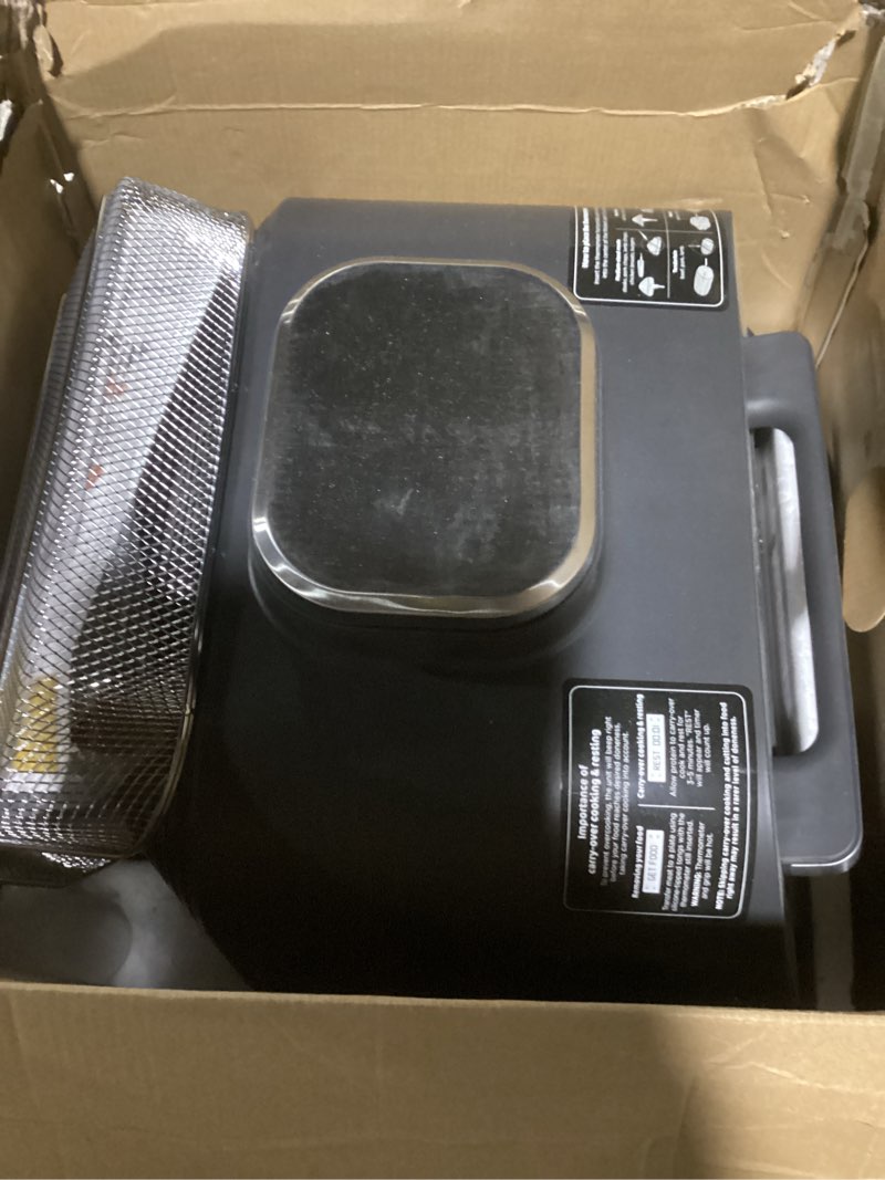 Condition photo showing As Is for Ninja DG551 Foodi Smart XL 6-in-1 Indoor Grill with Air Fry, Roast, Bake, Broil, & Dehydrate, Foodi Smart Thermometer, 2nd Generation, Black/Silver 6-in-1 With Thermometer