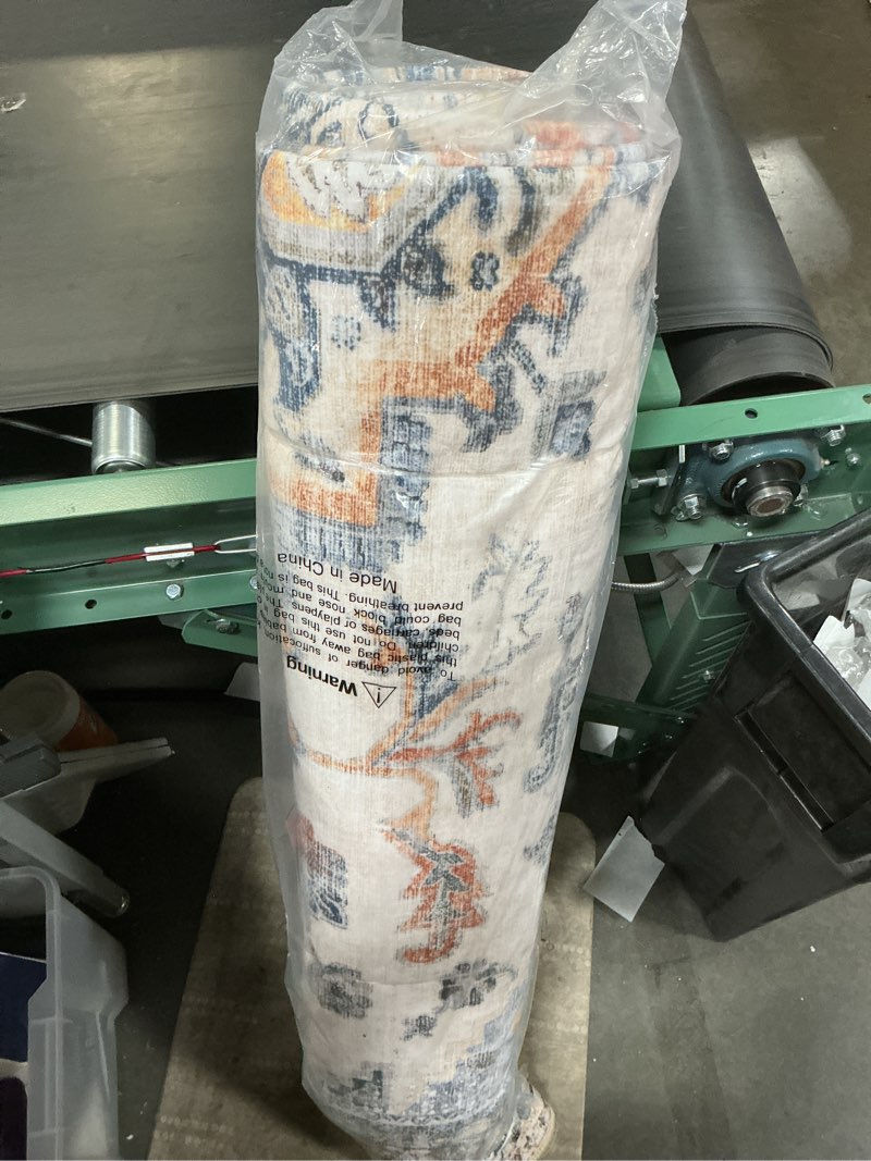 Condition photo showing Good Condition for Washable Rugs for Living Room 5x7 Area Rug Soft Living Room Rug Carpet-Rugs for Bedroom Vintage Oriental Floral Dining Room Non Slip Blue Rust Blue 5' x 7' (Rectangular)