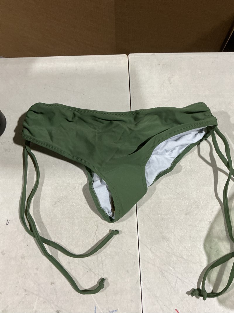 Condition photo showing Good Condition for Upopby Women's Sexy Boyshort Bikini Bottom Side Tie Cheeky Swimsuit Bottoms Ruched Tankini Swim Shorts Medium Olive Green (1 PIECE)