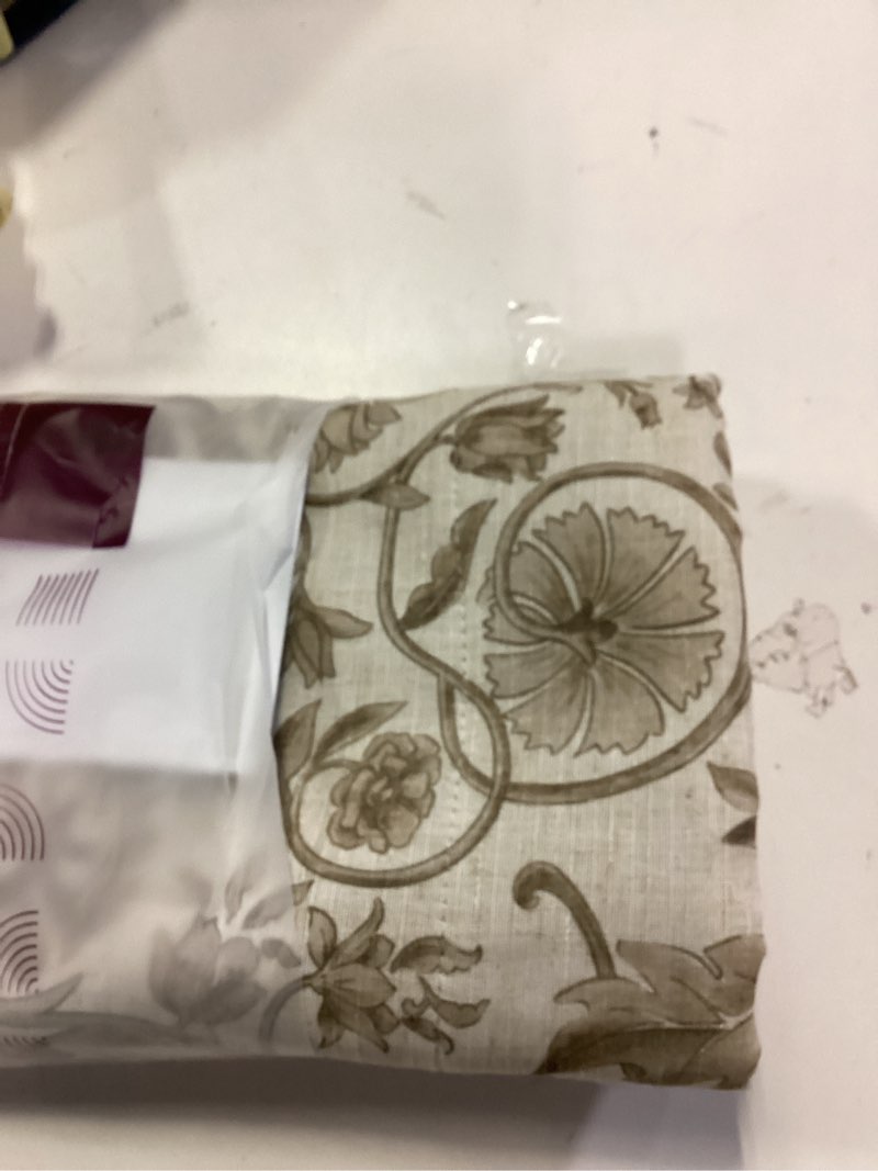 Condition photo showing Good Condition for JINCHAN Linen Valance Kitchen Curtain for Windows Double Layer 16 Inch for Living Room Bedroom Bathroom Window Treatment Blackout Vintage Rustic Farmhouse Cottagecore Rod Pocket 1 Panel Taupe on Beige 50"W x 16"L (Pack of 1) *Vintage Taupe