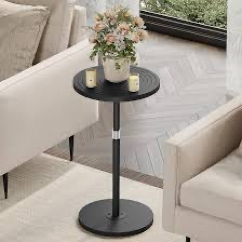 asgolion round side table, small drink table, pedestal martini stand, weighted base cocktail table a
