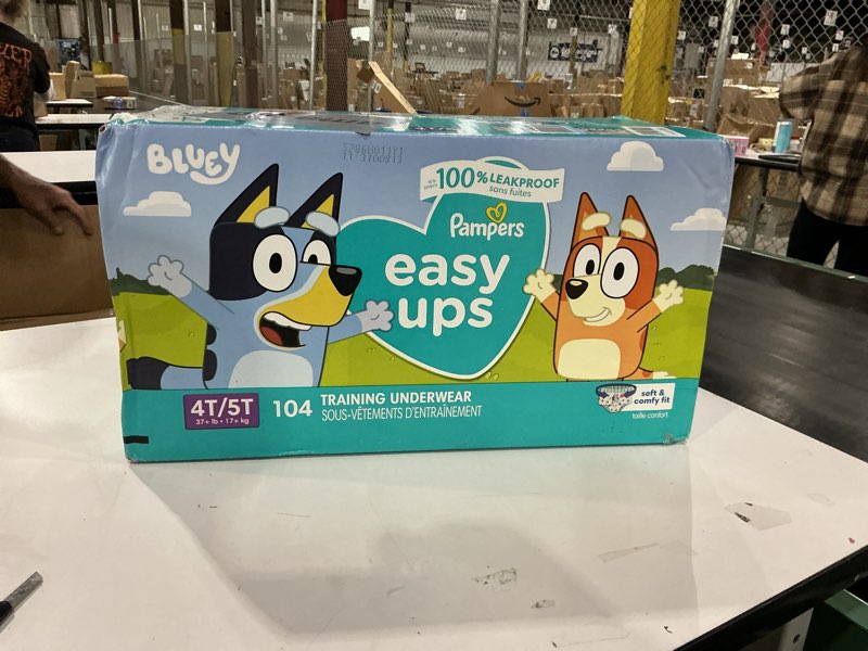 Condition photo showing New/Like New for Pampers Training Pants - Easy Ups Boys & Girls Bluey - Size 4T-5T, 104 Count, Children's Potty Underwear (Packaging May Vary) 4T-5T 104