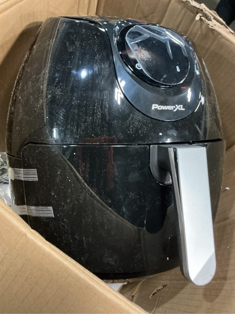Condition photo showing As Is for PowerXL Air Fryer 7 QT Maxx Classic, Extra Hot Air Fry, Cook, Crisp, Broil, Roast, Bake, High Gloss Finish, Nonstick, Black 7 Quart