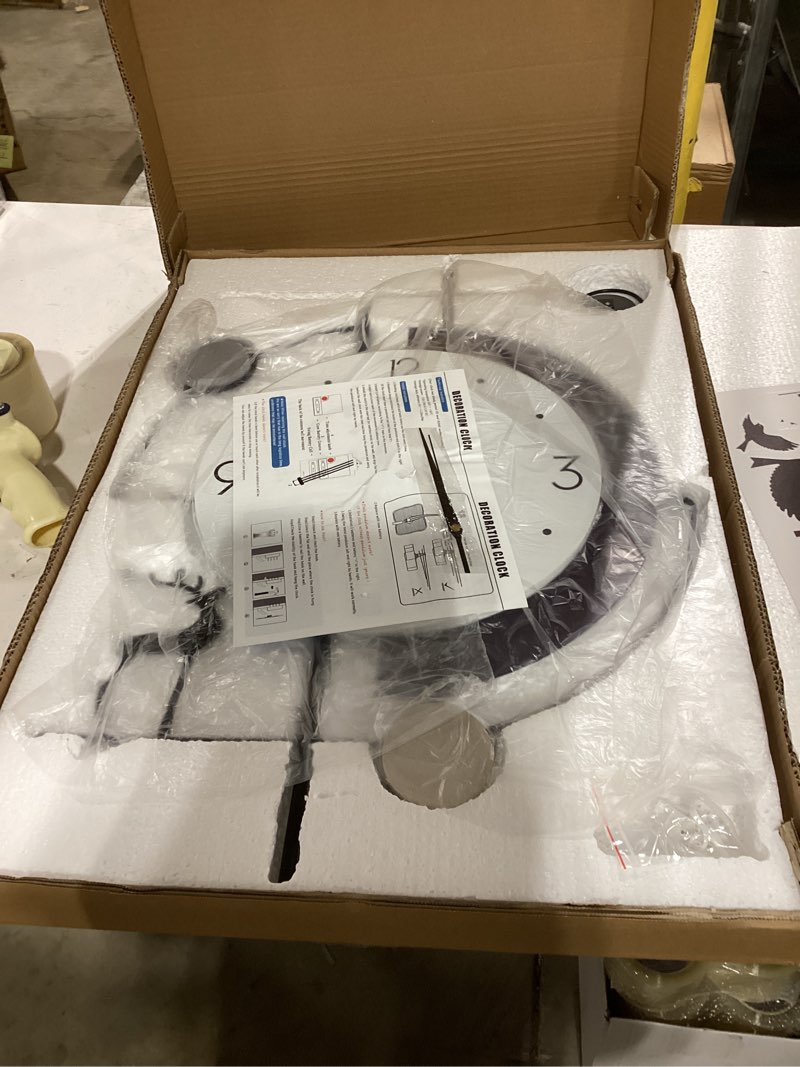 Condition photo showing Good Condition for FLEBLE Extra Large Wall Clock for Living Room Decor Modern Wall Clocks Decorative Silent Battery Operated Non-Ticking for Bedroom Office Kitchen Indoor 32 inch Black Pendulum Wall Watch Clock for Home 19*32 in