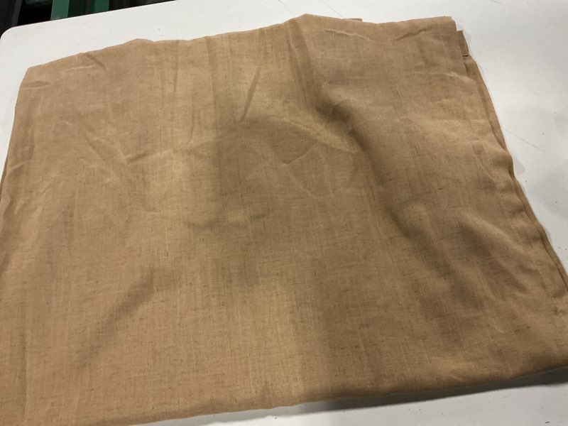 Condition photo showing Good Condition for twopages mustard yellow linen cotton blend pinch pleated curtain,52wx84l | linen cotton blend; natural texture; pinch pleats; light filtering; window treatment; lined drape for living room; 1 panel