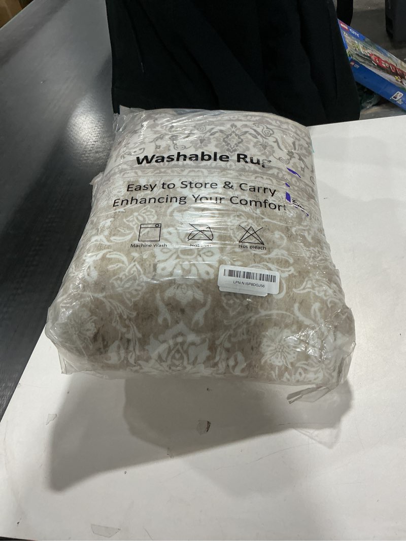 Condition photo showing Good Condition for 5x7 Area Rug for Bedroom, Cream Beige White Grey Large Vintage Neutral Rug with Non-Slip, Non-Shedding Washable Area Rugs for Living Room, Soft Distressed Floral Carpet for Office Home Décor Cream/Beige/White/Grey 5' x 7' (Rectangular)