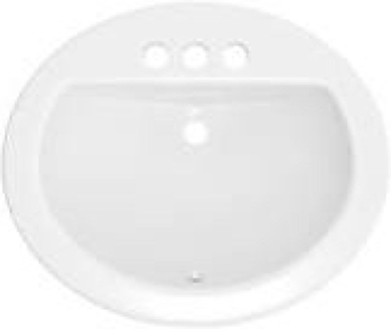 proflo pf19164 rockaway 19" oval vitreous china drop in bathroom sink with overflow and 3 faucet holes at 4" centers - white 19x16.5x7.88 inches white