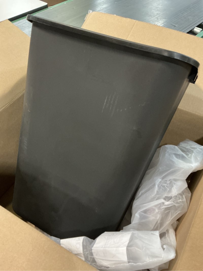 Condition photo showing Good Condition for amazon basics rectangular commercial office wastebasket, easy to clean, space-saving, 10 gallon, black black 10 gallon (pack of 1)