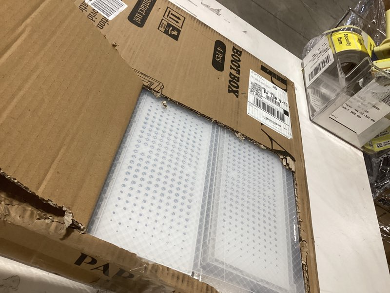 Condition photo showing As Is for PARANTA 4-Piece Boot and Shoe Storage Box, Stackable Clear Plastic Shoe Box, Space-Saving Shoe Organizer for Boots, Sneakers, and High Heels, Clear Clear 4pcs