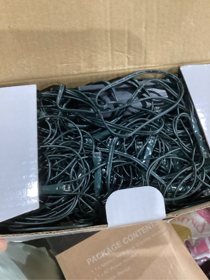 Condition photo showing As Is for WBao Solar Christmas Lights Outdoor 360LED 11.5ft x 6.9ft Christmas Net Lights with Remote, 8 Lighting Modes, Timer, Waterproof for Lawn, Bushes, Shrubs, Trees Outdoor Xmas Decorations, Warm White Warm White 360LED