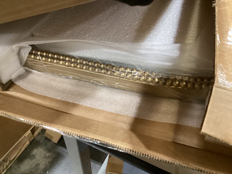 Condition photo showing Good Condition for wallbeyond gold vintage mirror for vanity 32x24 inch, gold antique mirror with ornate beaded frame for bathroom, living room, fireplace, entryway 24"l x 32"w gold
