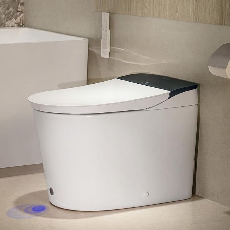 CANEST Smart toilet with bidet, full area seat sensor, foam dispenser, automatic temperature control large seat and instant water, automatic opening and closing