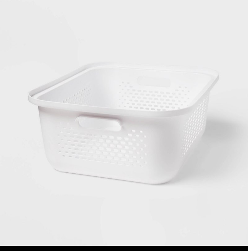 Case Pack Of 6))Small Decorative Plastic Bin with Cutout Handles White - Brightroom™: Storage, 13.9L, 13\" Cube Compatible