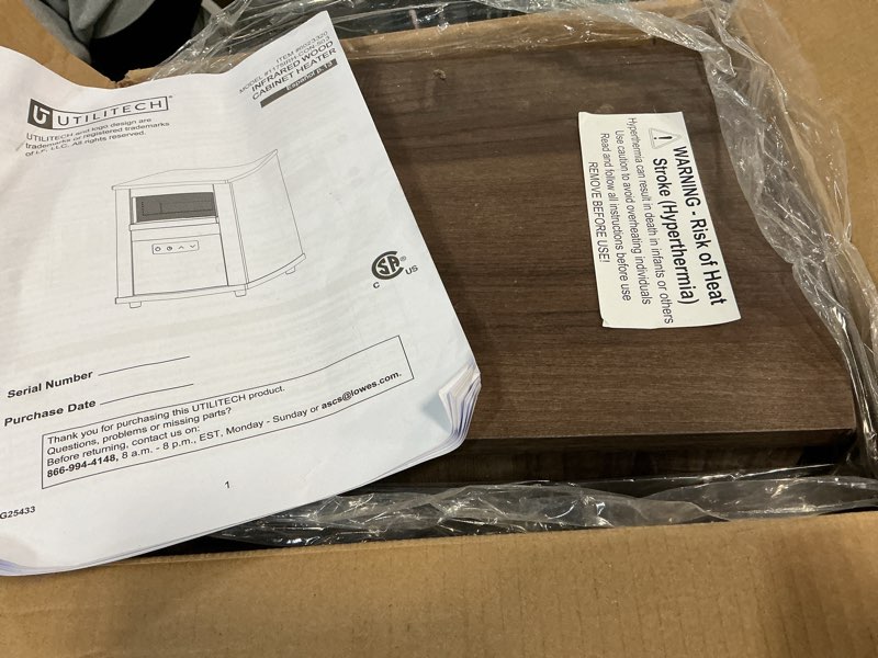 Condition photo showing As Is for 1k+ bought last week Utilitech Utilitech 1500 -Watt Infrared quartz Cabinet Indoor Electric Space Heater with