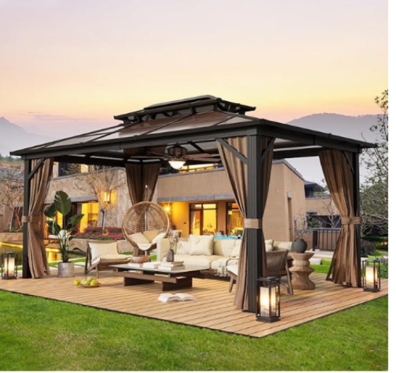  Incomplete 10 FT  X 13 FT  Aluminum Patio Hardtop Gazebo