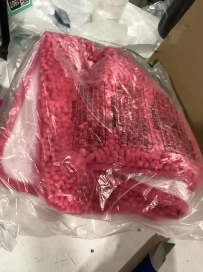 Condition photo showing As Is for olanly small bathroom rugs 24x16, extra soft absorbent chenille bath rugs, rubber backing quick dry, machine washable bath mats for bathroom floor, tub and shower, home decor accessories, hot pink 24" x 16" hot pink