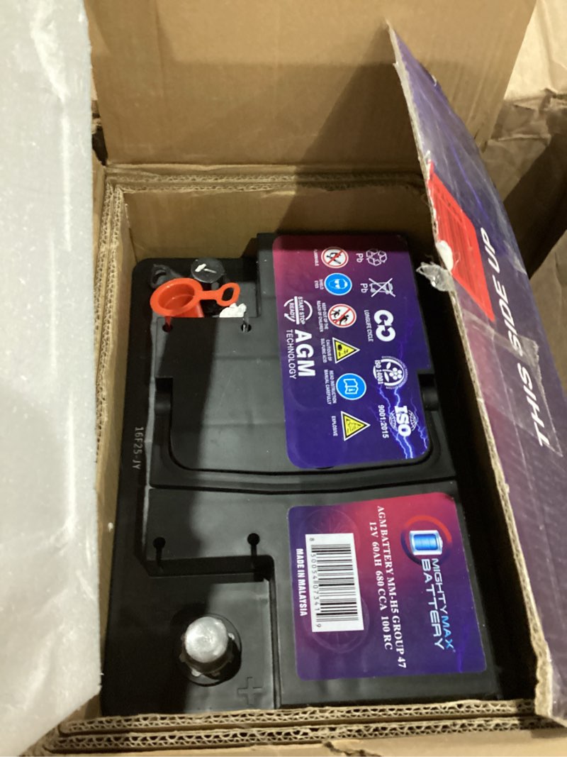 Condition photo showing Good Condition for Mighty Max Battery MM-H5 Start and Stop Car BCI Group Size 47 12V 60 AH, 100RC, 680 CCA Rechargeable AGM Car Battery Group 47