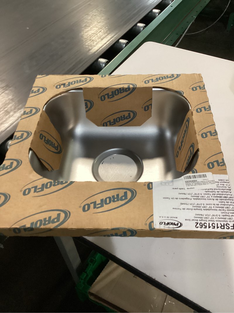 Condition photo showing New/Like New for proflo bealeton 15\" rectangular stainless steel drop in bar sink