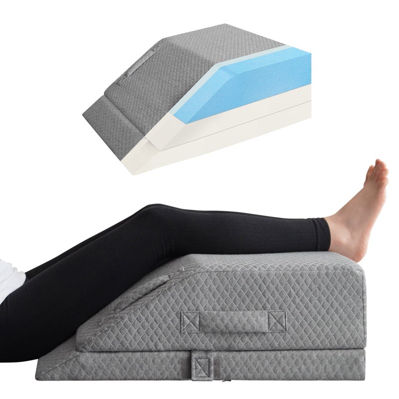KingPavonini Adjustable Leg Elevation Pillows for Swelling, Cooling Gel Memory Foam Wedge Pillows for after Surgery, Sciatica Back Knee Hip Ankles Pain Relief