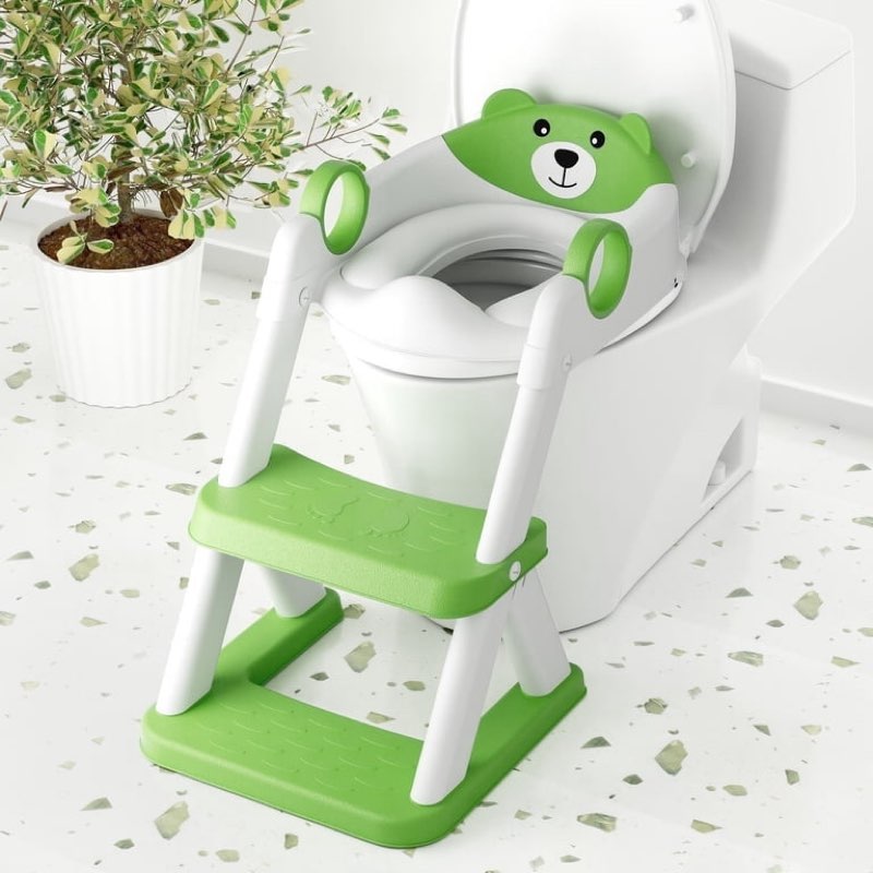 potty training seat,potty training toilet for kids,toddler toilet seat with ladder,children 12+ months?green)