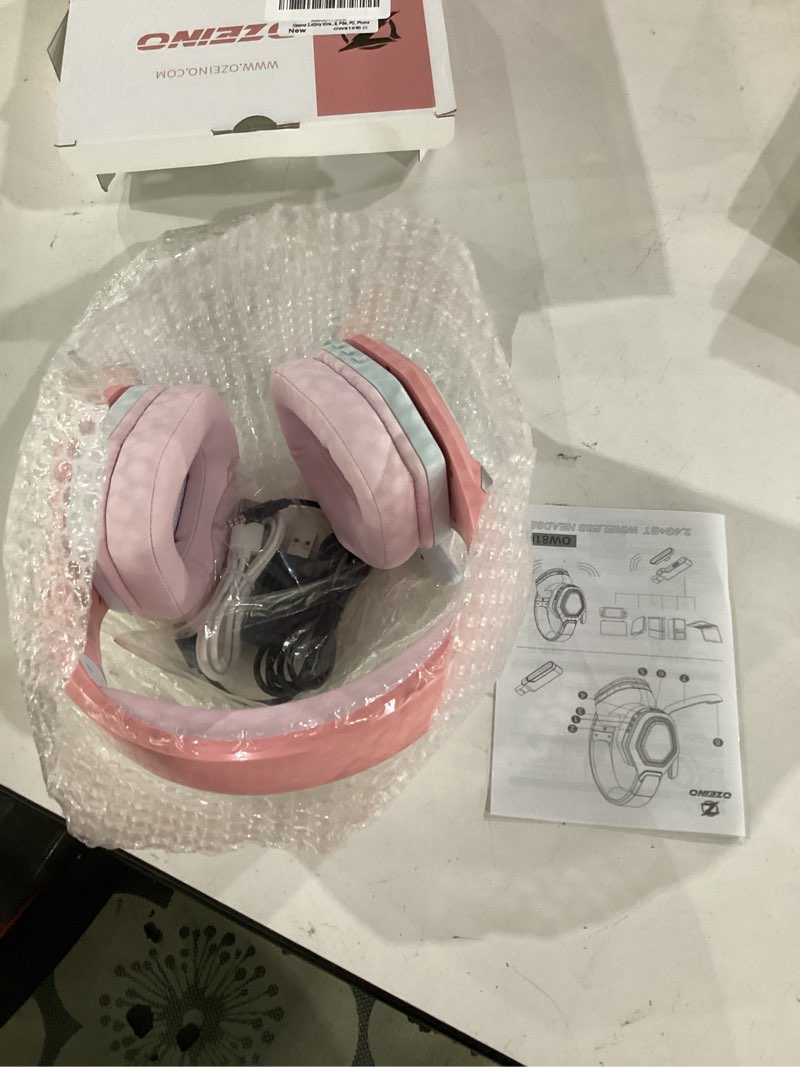 Condition photo showing Good Condition for ozeino 2.4ghz wireless gaming headset with microphone, 2.4g usb & type c transmitter - 30h battery life - rgb lighting gaming headphones for ps5, ps4, pc, phone pink