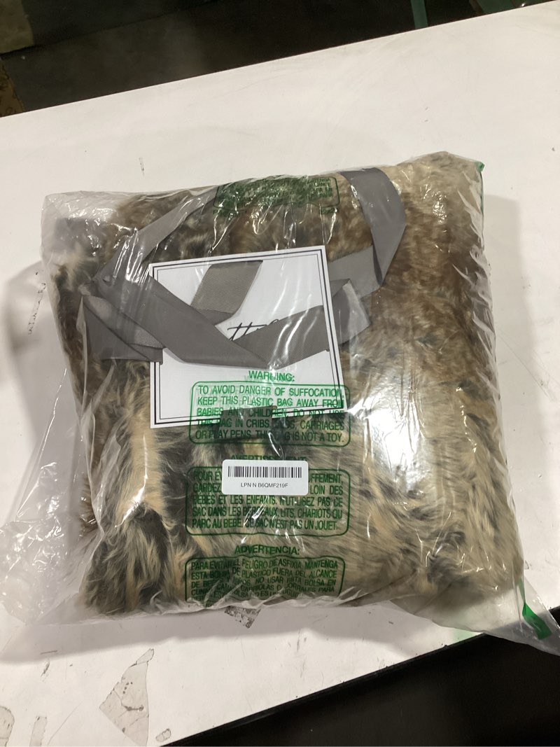 Condition photo showing Good Condition for BATTILO HOME Luxury Brown Faux Fur Blanket Thick Warm Elegant Cozy Fuzzy Throw for Couch, Bed, Sofa Fluffy Blankets Decorative Reversible to Plush Velvet, 50"x60" Brown 50"x60"