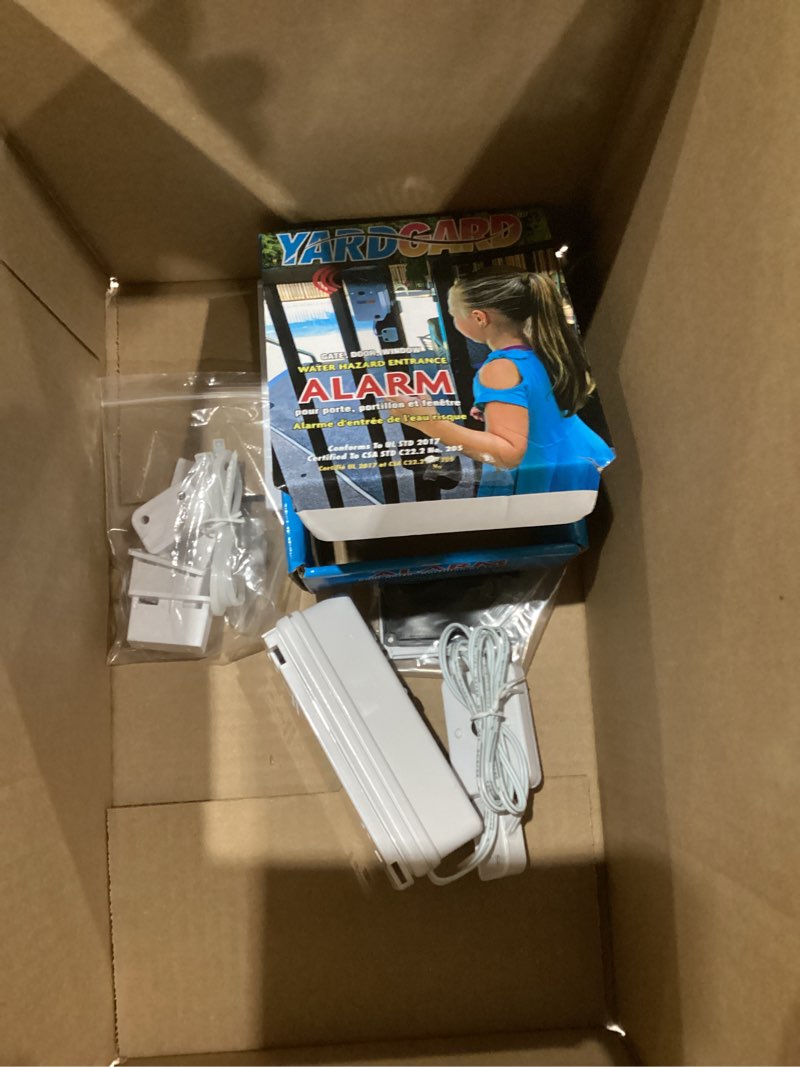 Condition photo showing As Is for Yardgard Door and Window Pool Alarm, Child Safety UL 2017 Compliant Alarm for Pool Gates and Sliding Doors, Weatherproof, Wireless, Work as a UL Compliant Siren, ETL Certified, Easy to Install, White