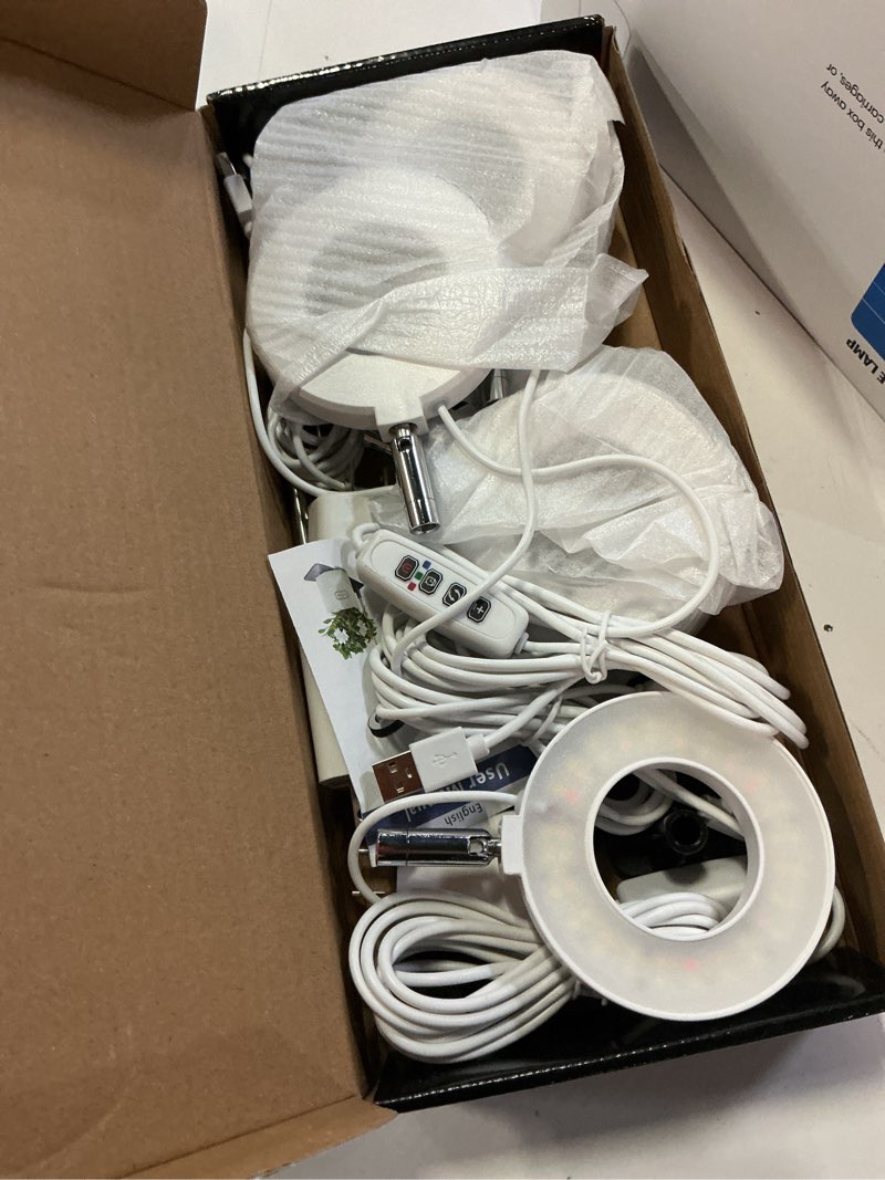 Condition photo showing Good Condition for grow lights for indoor plants, 48 leds full spectrum halo plant grow light, height adjustable growing lamp with detachable base, 3/9/12hrs timer, 10 brightness, 3 color modes, 5 pack white-3.4in 5 pack