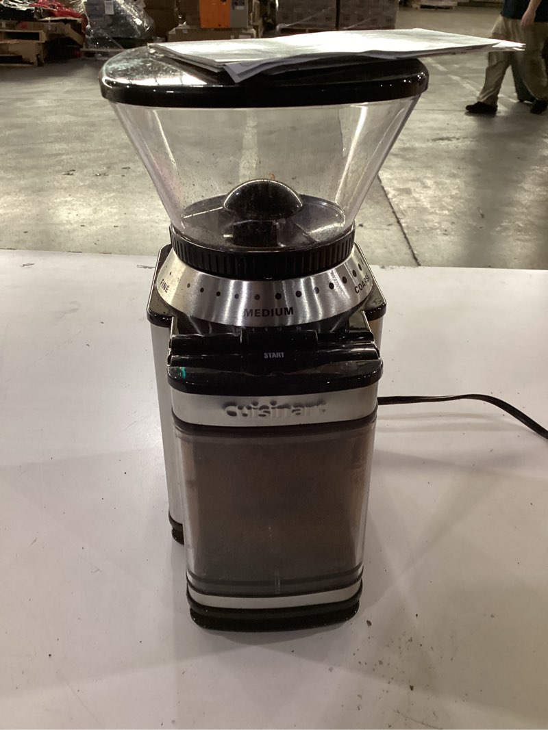 Condition photo showing As Is for Cuisinart Coffee Grinder, Electric One-Touch Automatic Burr Coffee Grinder with 18-Position Grind Selector, Cup Size Selector for 4 – 18 Cups, DBM-8P1, Black Stainless Burr Mill Stainless Steel