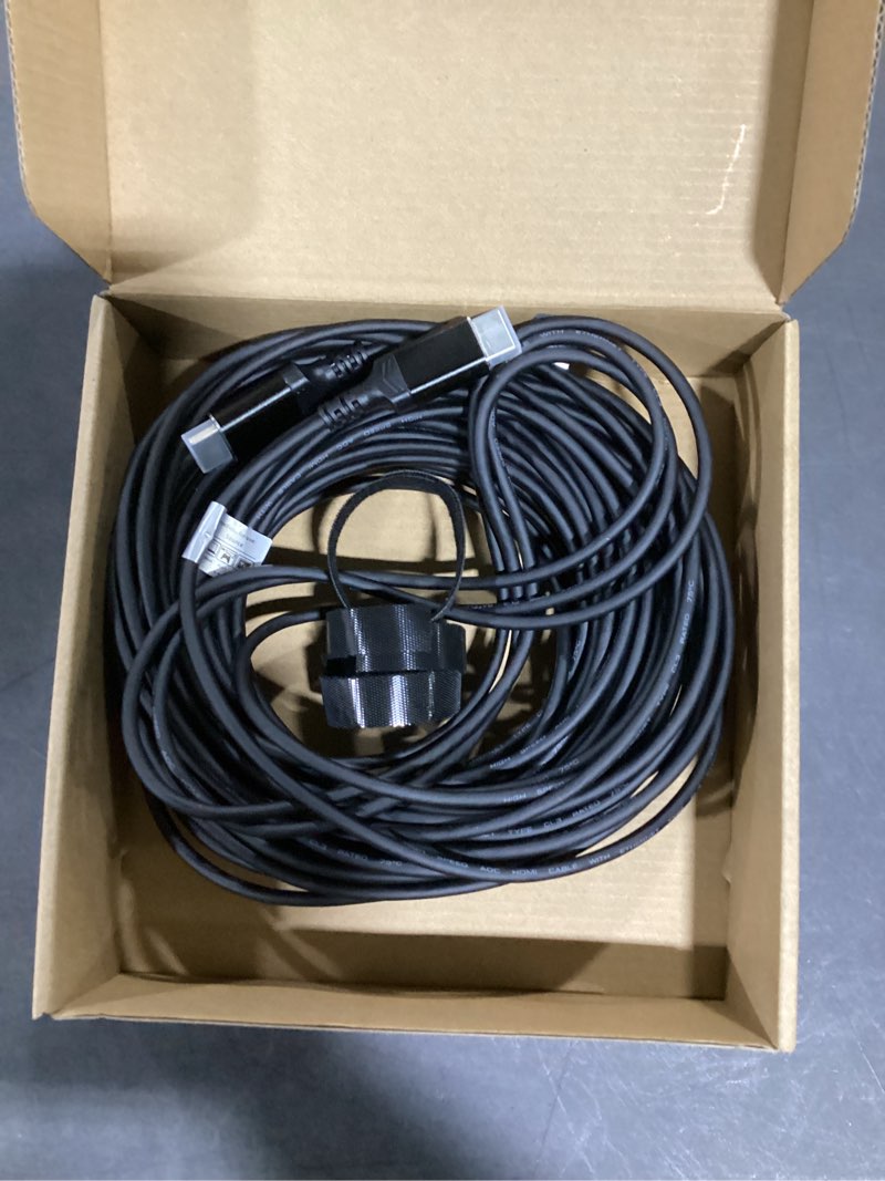 Condition photo showing Good Condition for highwings 8k 4k 120hz 75 ft hdmi cable fiber optic, unidirectional in-wall cl3 rated long hdmi 48gbps high speed [8k@60hz] dynamic hdr/earc/hdcp 2.2&2.3/3d, compatible for desktop gpus 30&40 series 75 feet 8k@60hz-1 pack black