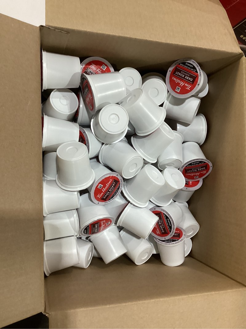 Condition photo showing New/Like New for Tim Hortons Premium K-Cup Coffee Pods  Dark Roast (100 ct.), BEST BY 4/25/26