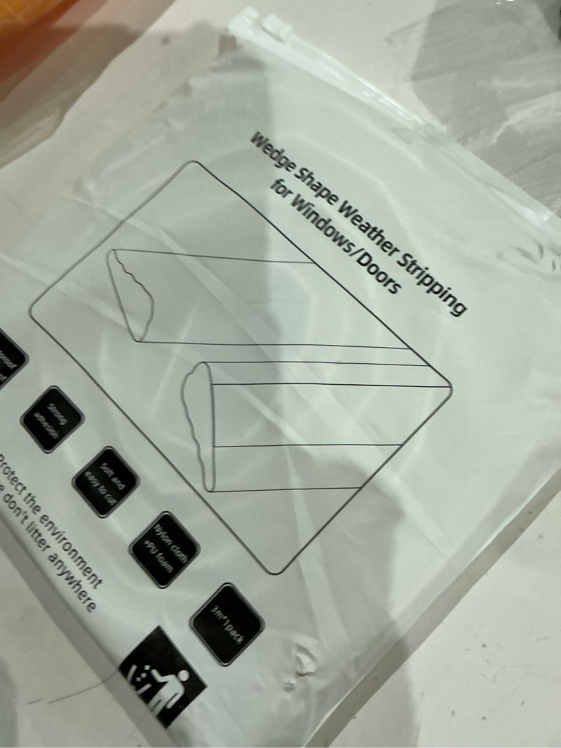 Condition photo showing Good Condition for 118” wedge-shape foam window weather stripping door seal strip,soundproofing frame winter insulation tape for exterior front door,noise cancelling window inserts,door gap filler light blocker,white white 118"