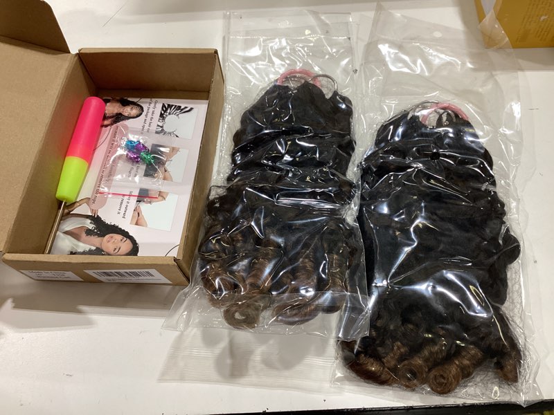 Condition photo showing New/Like New for burmese curly bundles human hair t30# 150g crochetcrochet human hair for women 120 strands pre-separated 16 inch reusable micro pre-looped invisible feather crochet hair ombre auburn ginger t30#-150g 16 inch