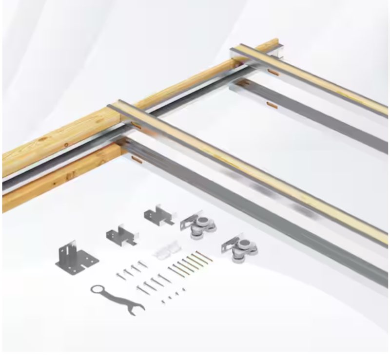 18 in. to 36 in. x 80 in. universal aluminum pocket door frame with hardware kit and soft close