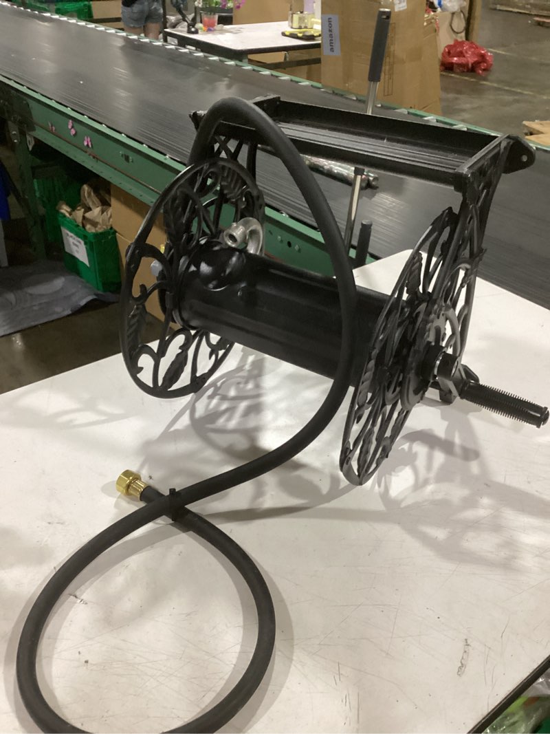 Condition photo showing Good Condition for similar to metal decorative garden hose reel, heavy duty hose holder for outside, aluminum frame, no-leak aluminum water system, easy assmbly, wall mount, holds 135 ft x 5/8\" hose storage, dark bronze